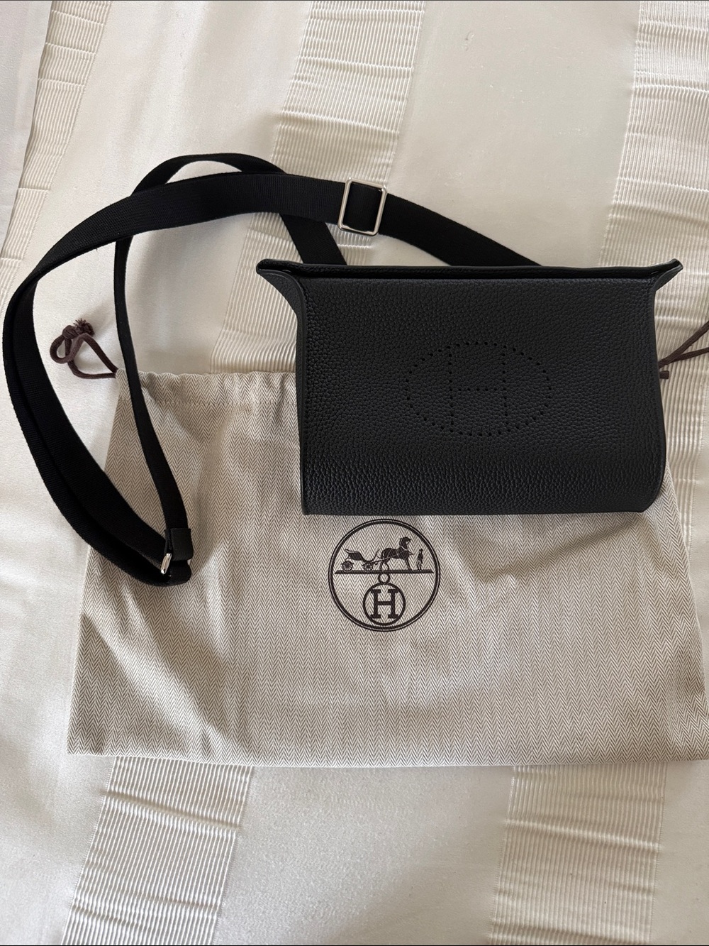 Hermes Black Evelyne Crossbody Pouch with Wide Strap